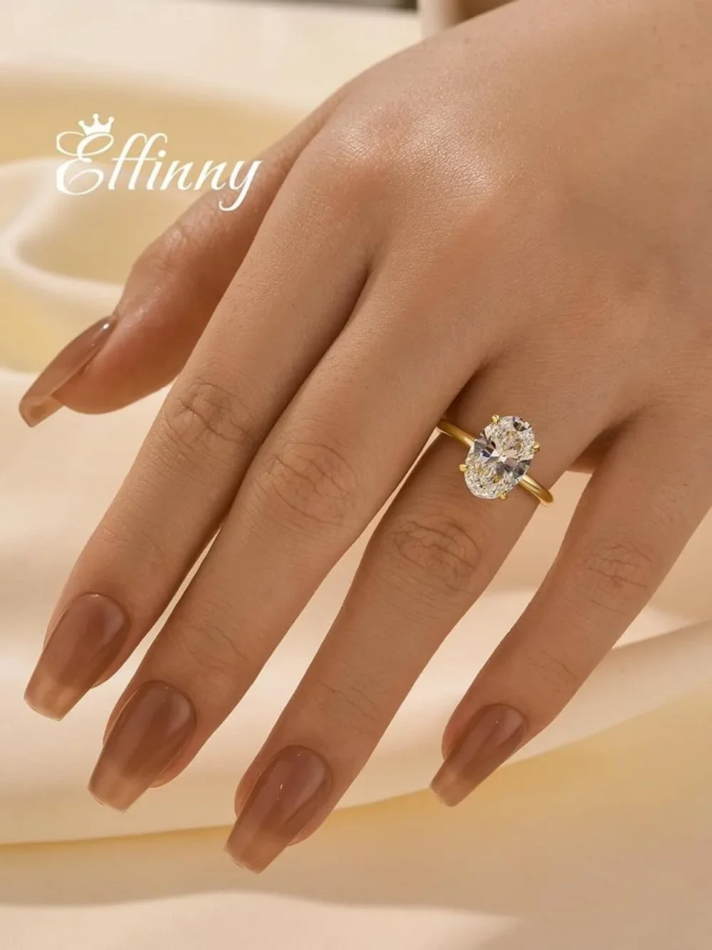 Stunning 3.5 Carat Elongated Oval Cut Engagement Ring in 925 Sterling Silver
